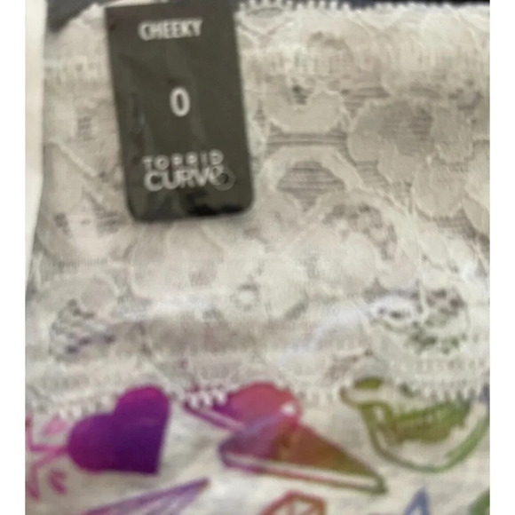 Torrid 0 Gray Electric Skull-Heart Print Scallop Lace Waistband Cheeky Panties - Picture 5 of 5